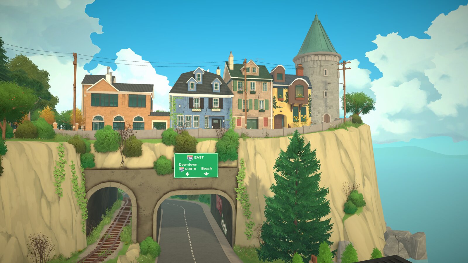 Wide overview of a Paralives town with houses and walkable streets, from the official trailer